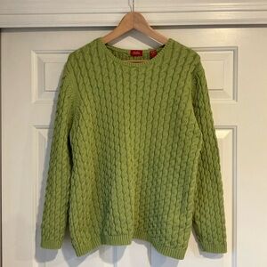 Vintage Valerie Stevens Lime Green Cotton Cable Knit Crewneck Sweater 2X